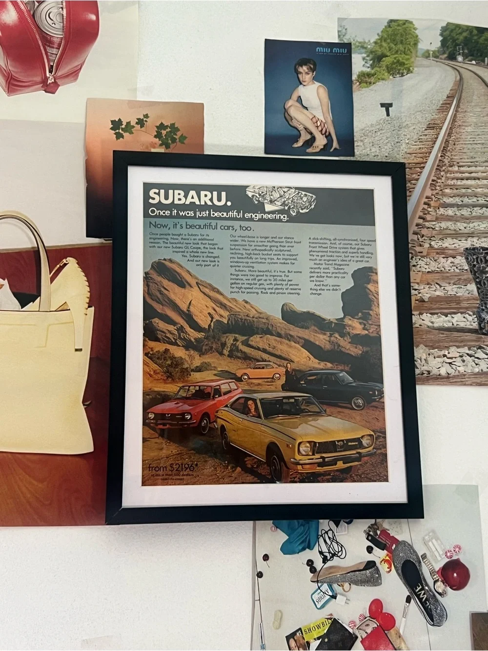 Vintage Subaru Advertisement Framed Art Ad Home Decor Car Memorabilia